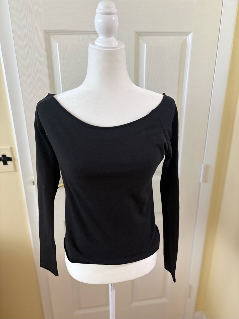 Pascline Paris Black Long-Sleeve Scoop Neck Top